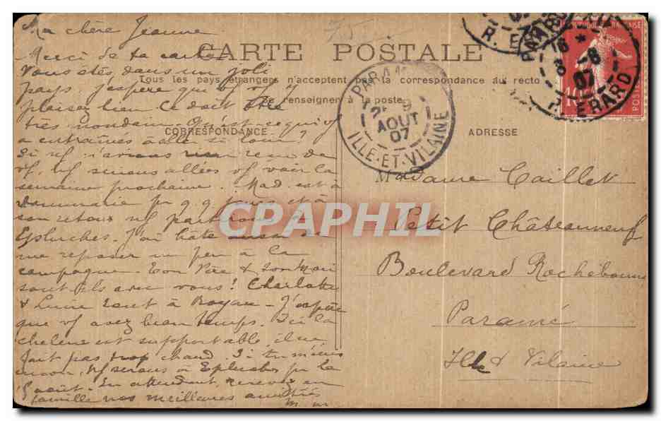 CPA Paris Le Petit Paiais — Verso