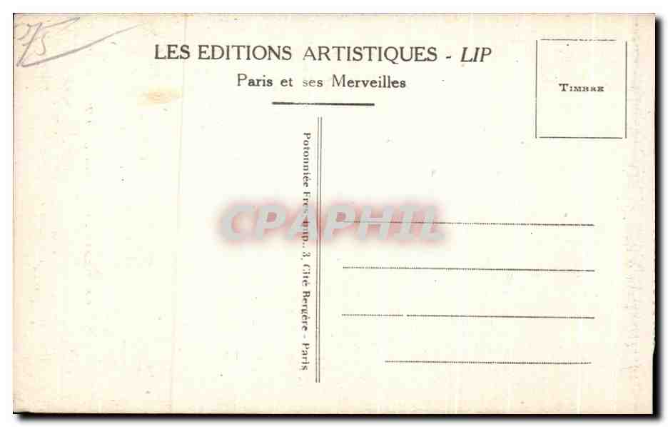 CPA Paris Le Pantheon Tombeau de la Tour d'Auvergne Premier Grenadier des armees de la Republique  — Rückseite