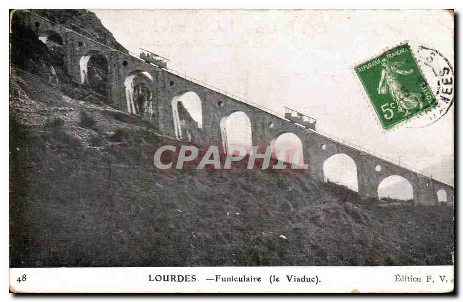CPA Lourdes Funiculaire Le viaduc
