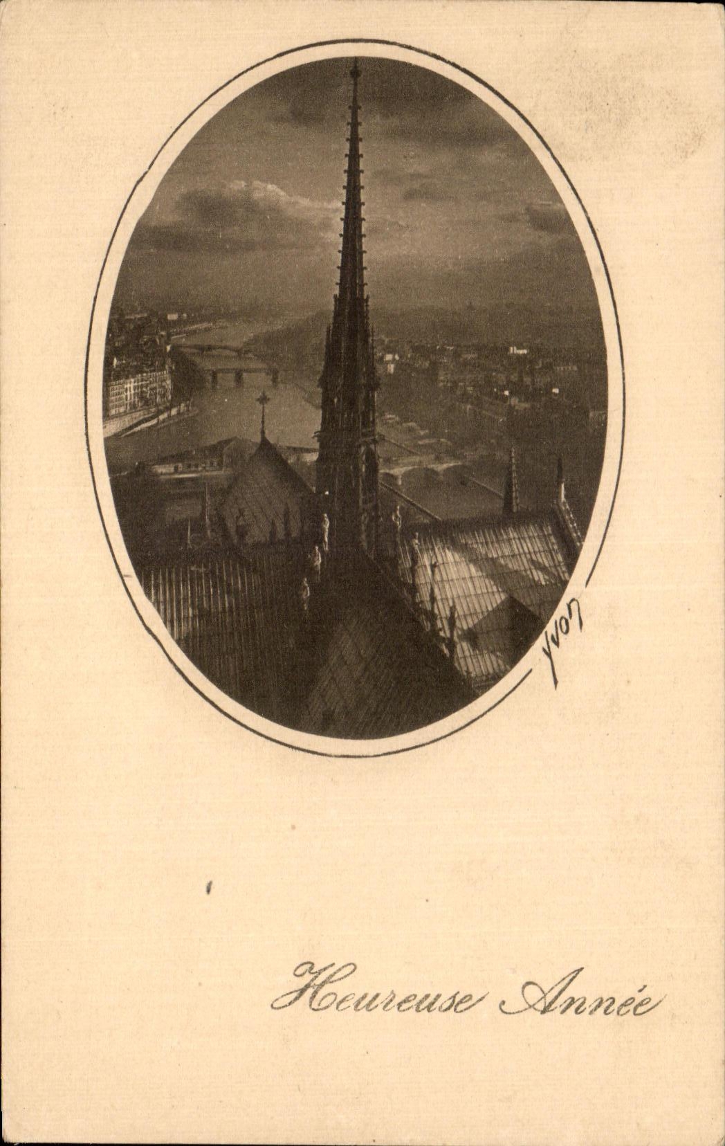 CPA Heureuse Annee Paris Le Transept de Noire Dame Yvon 