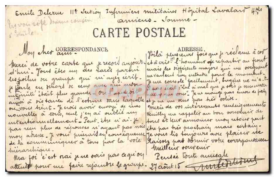 CPA Amiens La Cathedrale Le Choeur  — Verso