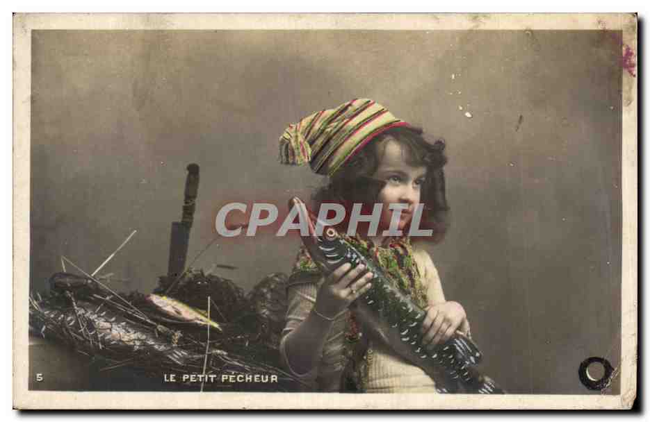 CPA Le Petit Pecheur Enfant Brochet Poisson