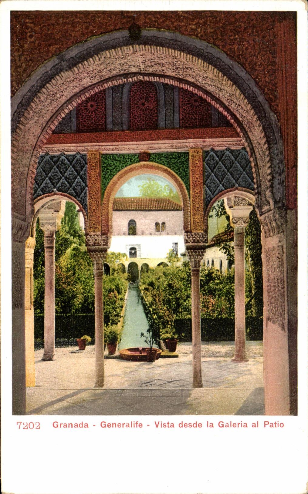 CPA Granada Generalife Vista desde la Galeria al Patio