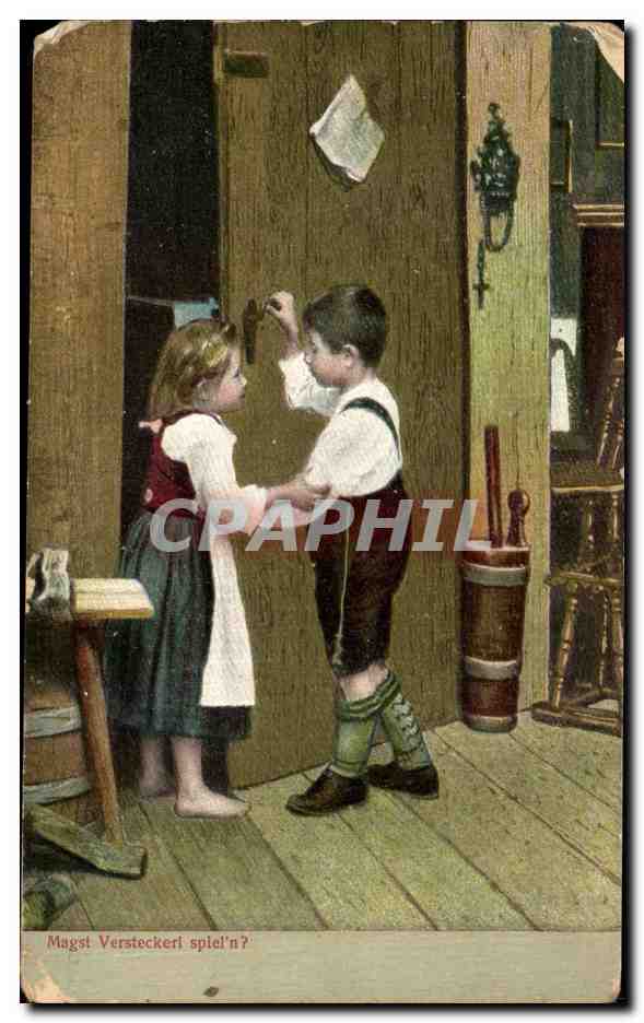 CPA Magst Verteckerl spiel'n Enfants Folklore