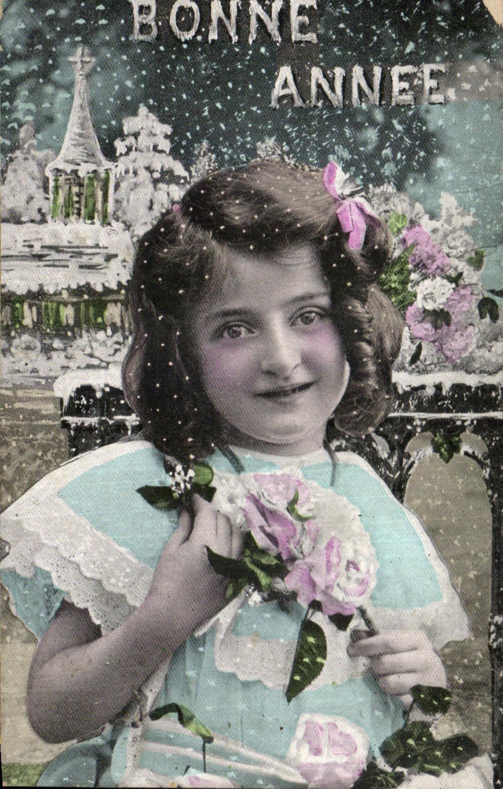 CPA Fantaisie Enfant Fille Bonne Annee