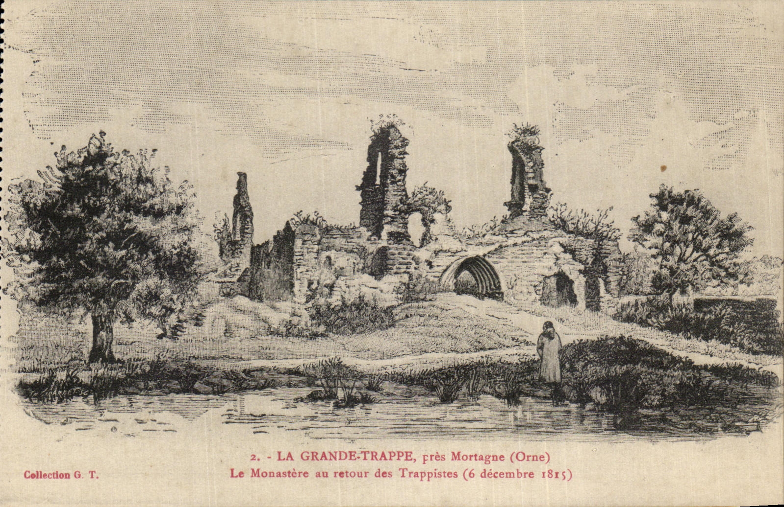 CPA La Grande Trappe pres Mortagne Le monastere au retour des Trappostes 1815
