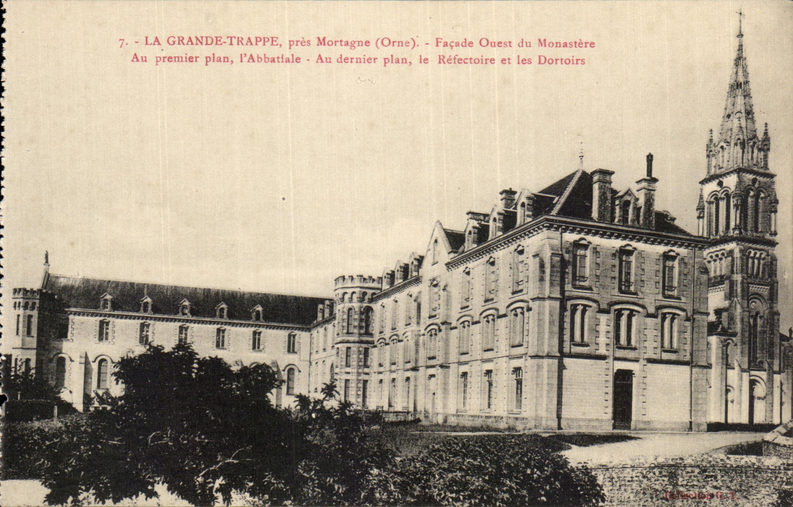 CPA La Grande Trappe Pres Mortagne Facade Ouest du Monastere Au premier plan