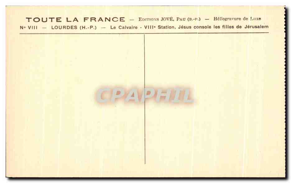 Le Calvaire — VIIIe Station, Jésus console les filles de Jérusalem — Éditions Joyé, Pau (B.P.) — Verso