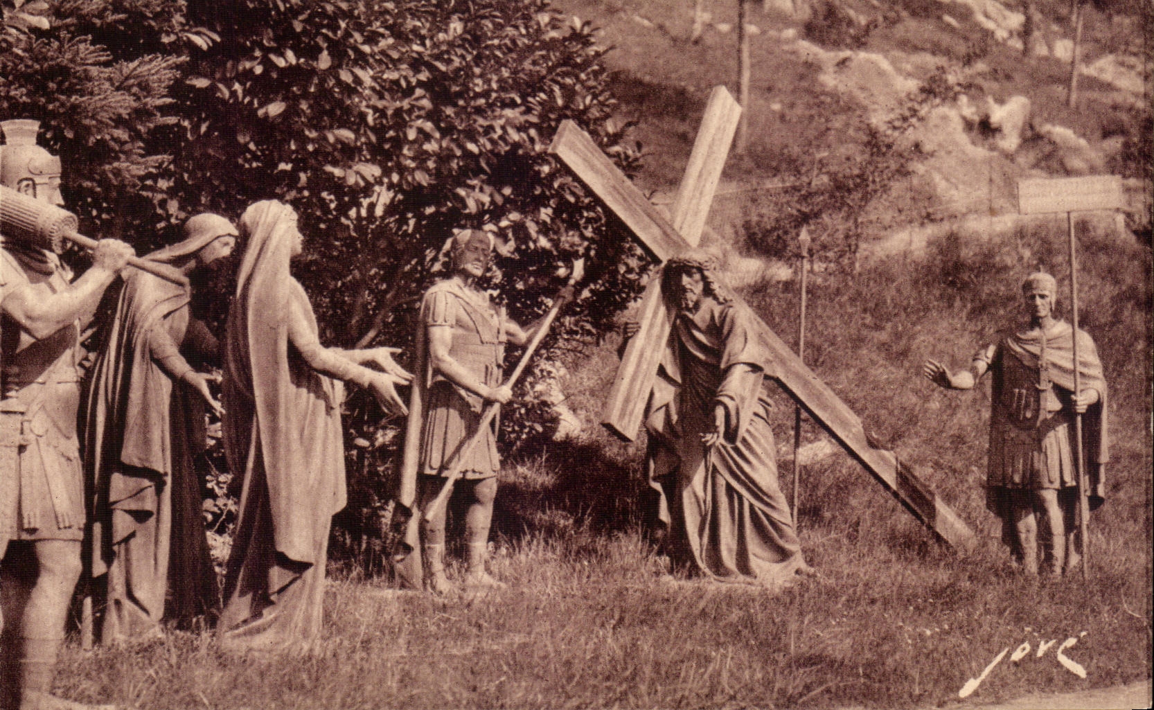 CPA Lourdes Le Calvaire Jesus rencontre sa Mere