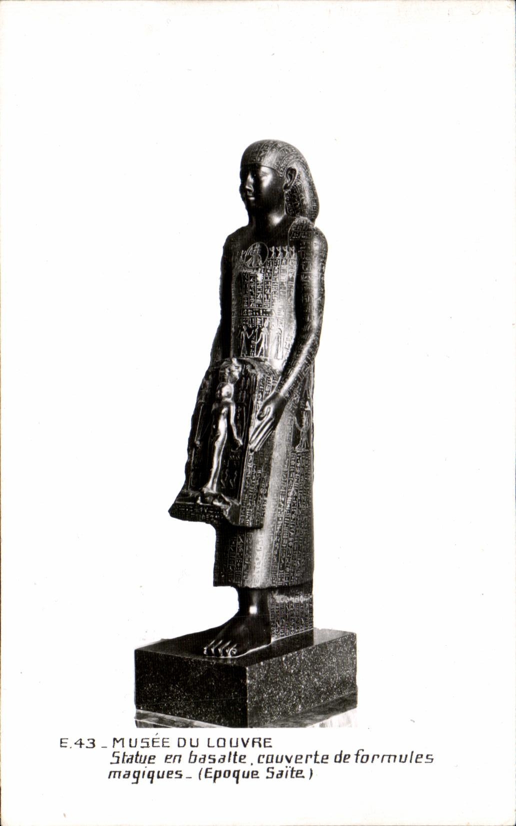 Statue magique en basalte — Époque Saïte — Musée du Louvre — E.43