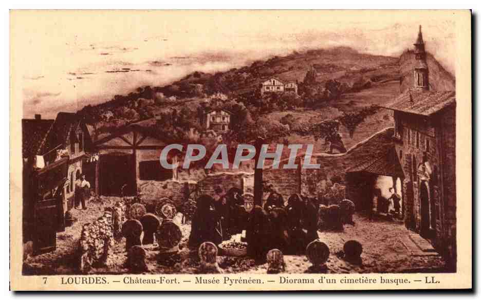 CPA Lourdes Chateau Fort Musee Pyreneen Diorama d'un cimetiere basque