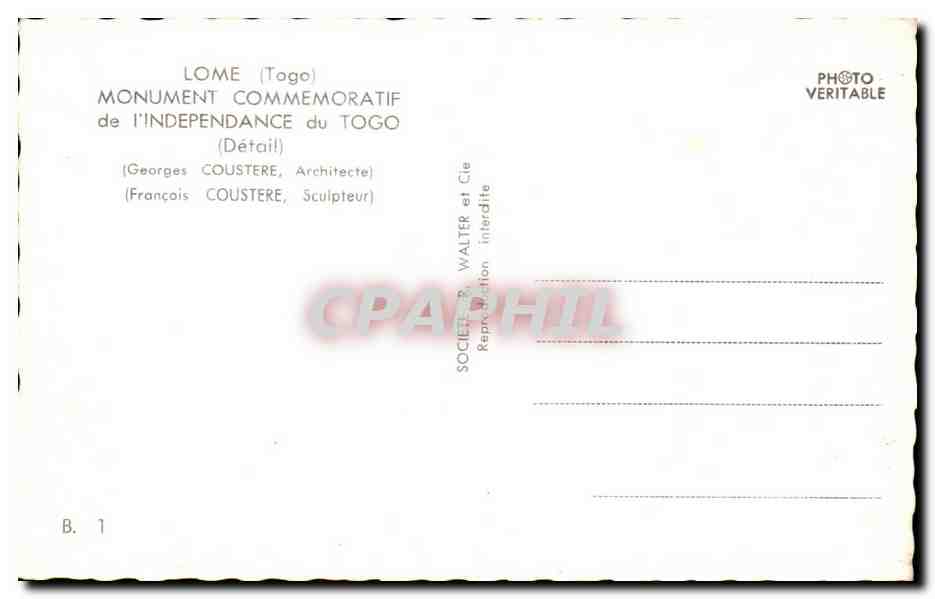 CPSM Lome Monument Commemoratif de I'Independance du Togo — Rückseite