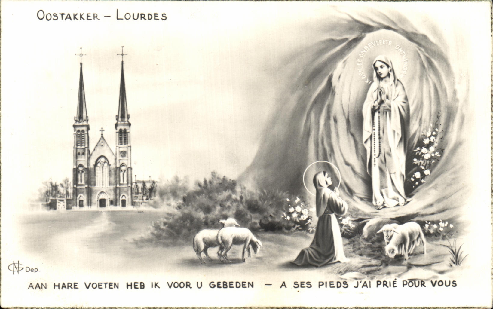 CPA Oostakker Lourdes Aan Hare Voeten Heb Ik Voor a ses pies j'ai rpie pour vous Moutons 