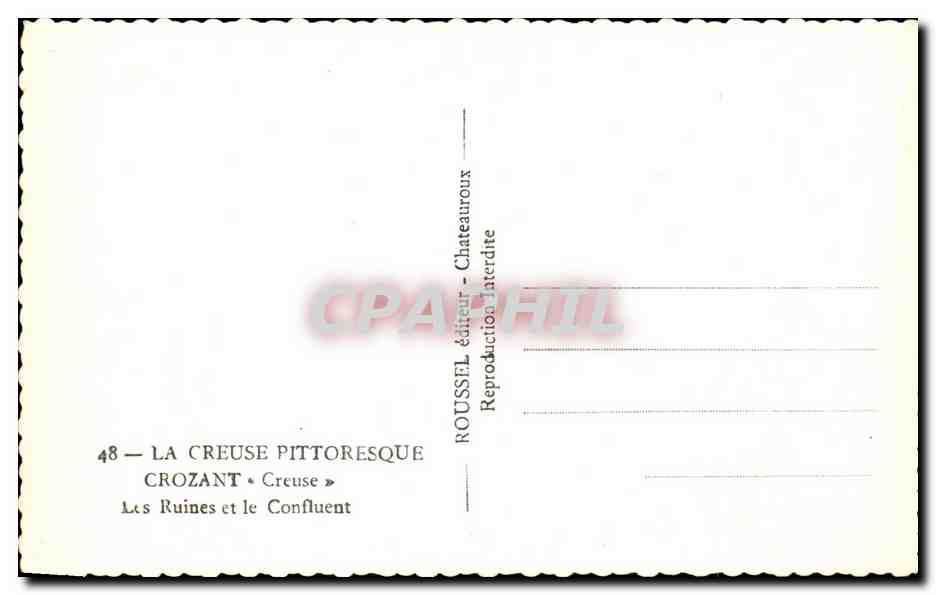 CPA La Creuse Pittoresque Crozant Creuse Les Ruines et le Confluent — Rückseite