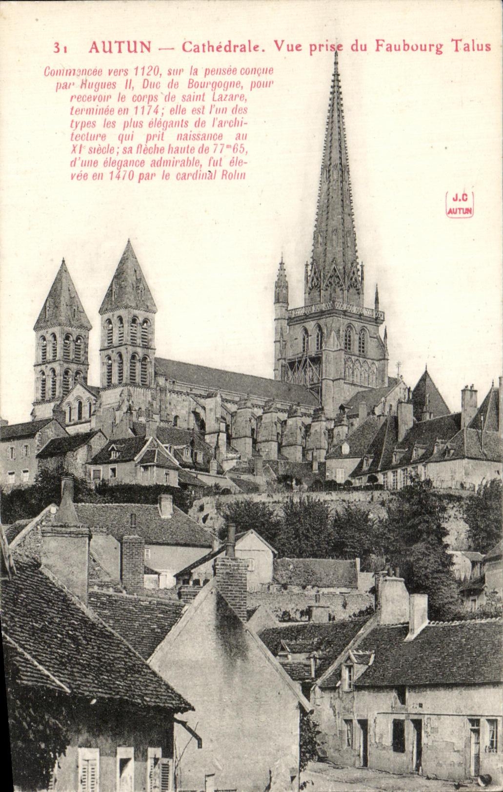 CPA Autun Cathedrale Vue prise du Faubourg Talus