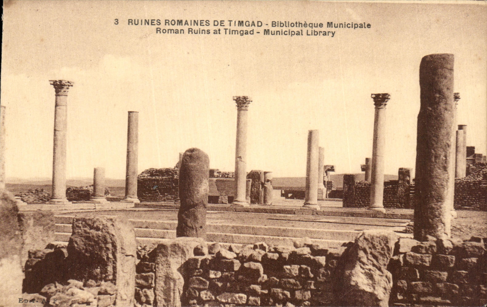 Ruines romaines de Timgad — Bibliothèque municipale — Éd. A. F.