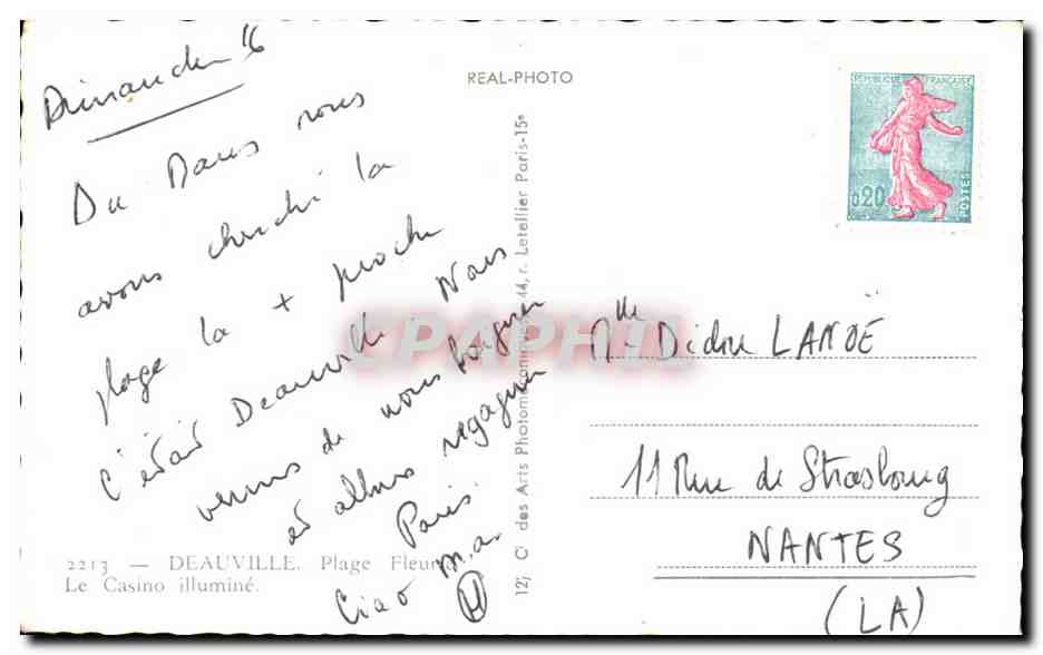CPA Cap Deauville Plage Fleur La Casino illumine — Verso