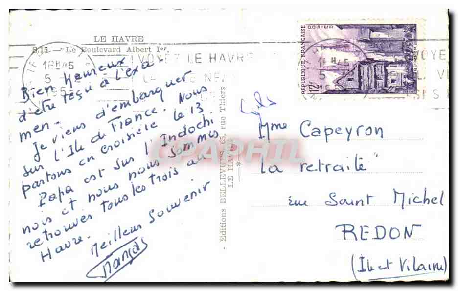 CPA Le Havre Le Boulevard Albert 1er — Verso