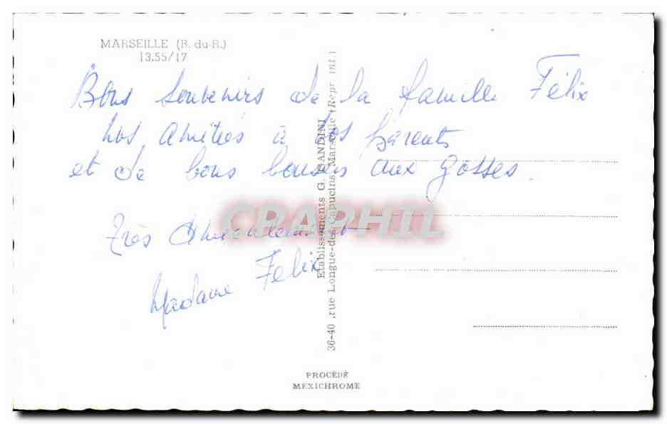 CPSM Marseille  — Verso