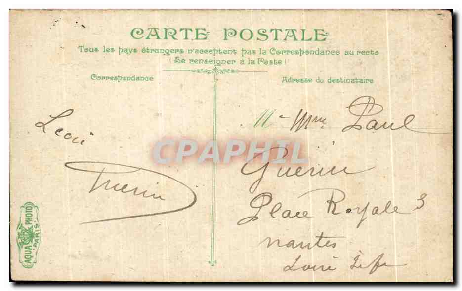 CPA Marseille Jaridns ud Pharo et Institut Pasteur  — Verso