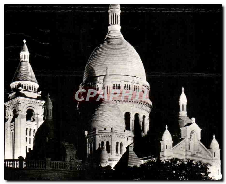 CPA Paris la Nuit La Basilique du Sacre Coeur Montmartre