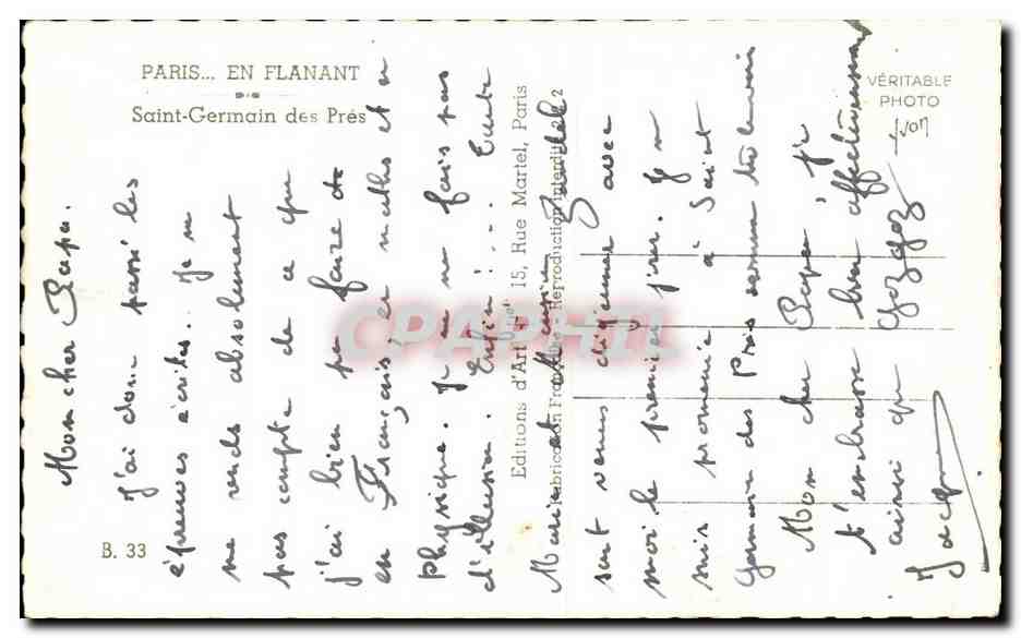 CPA Yvon Paris En Flanant Saint Germain des Pres — Verso