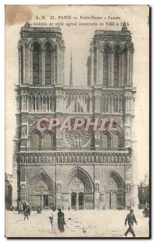 CPA Paris Notre Dame Facade Cathedrale