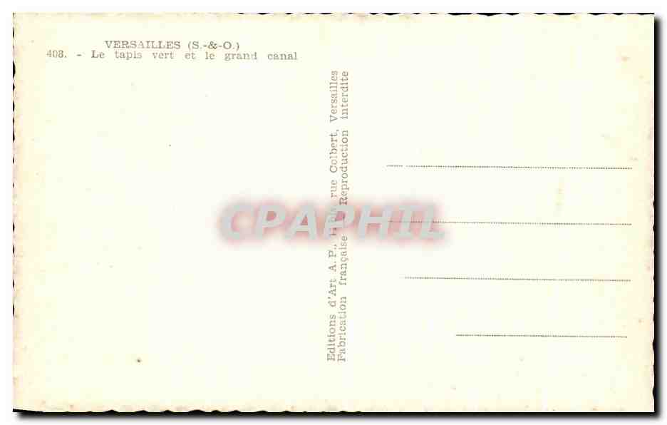 CPA Versailles Le tapis vert et le grand canal — Verso