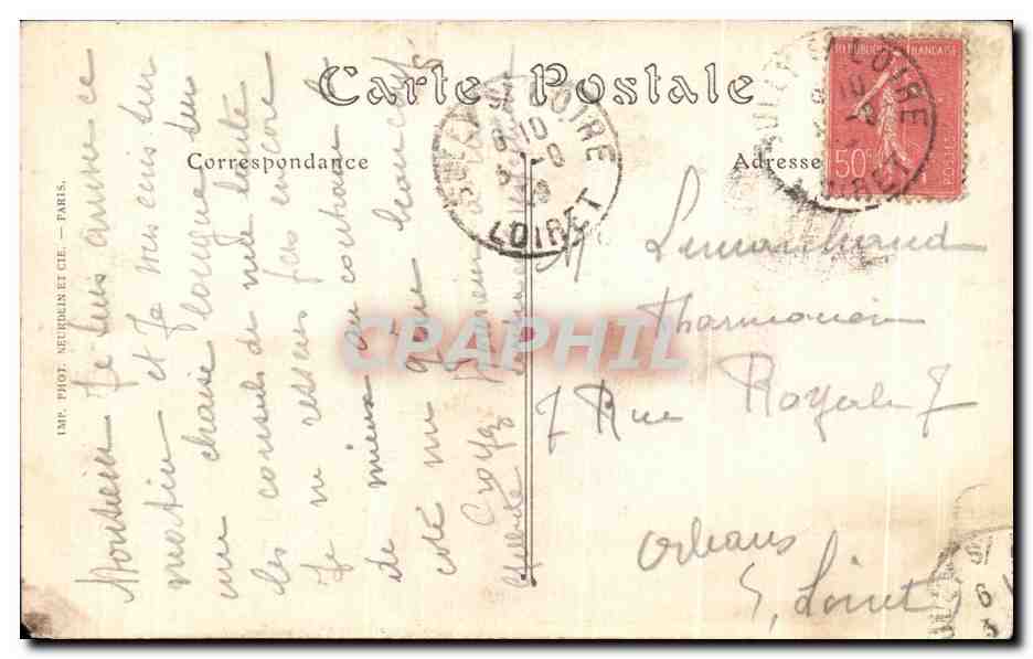 CPA Orleans Hotel Dieu La Cour d'Honneur — Verso