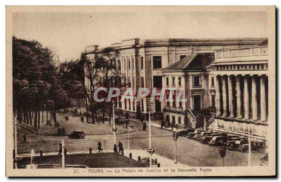 CPA Tours Le Palais de Justice et la Nouvelle Poste