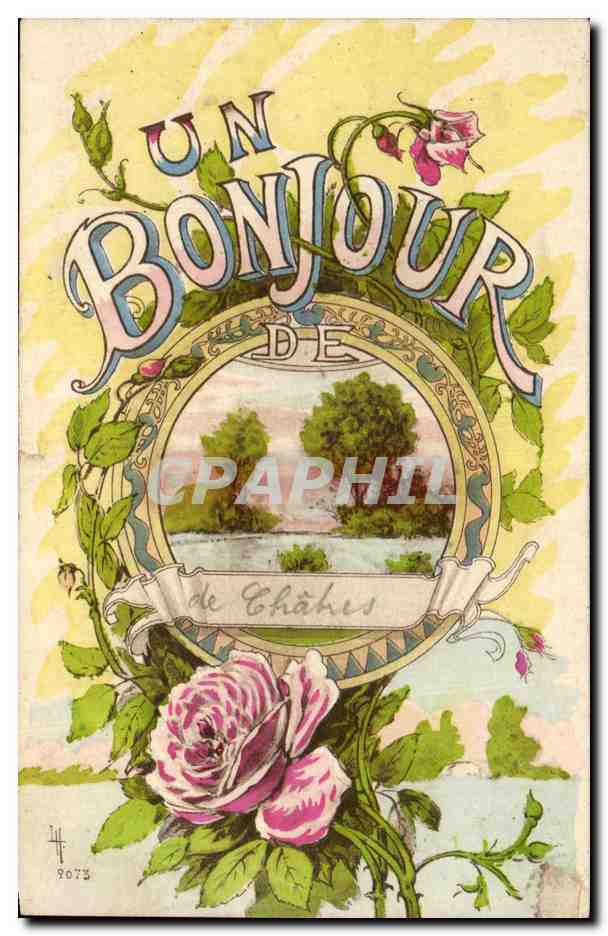 CPA Un Bonjour de Chatres Fantaisie Fleurs