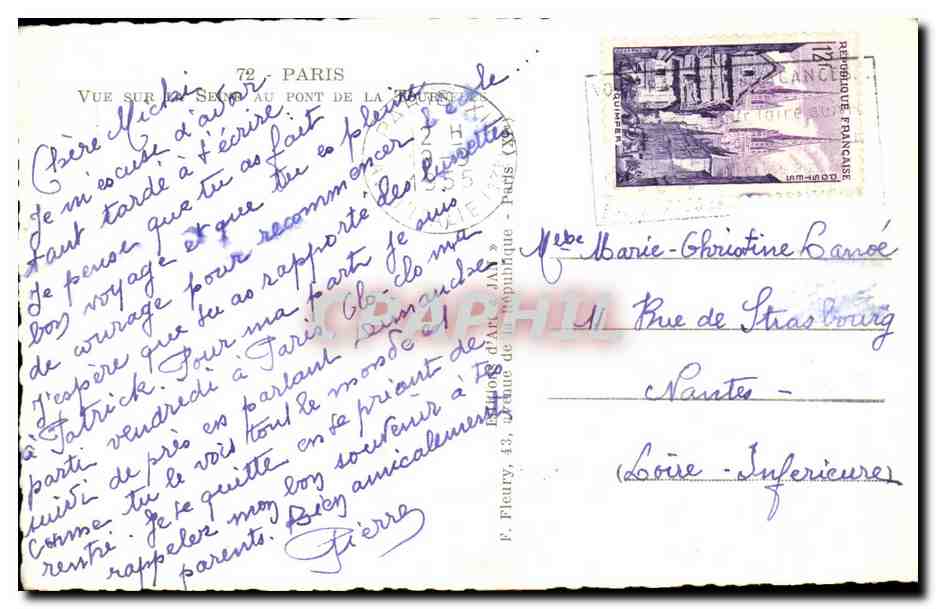 CPA Paris Vue sur la Seine Notre Dame  — Verso