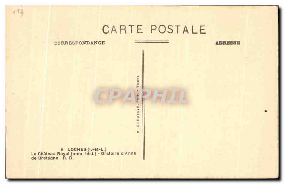 CPA Loches Le Chateau Royal Oratoire d'Anne de Bretagne — Rückseite