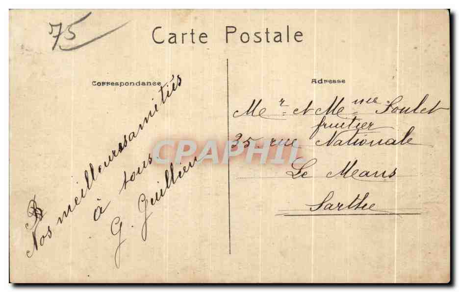 CPA Paris La Lion de Belfort — Rückseite