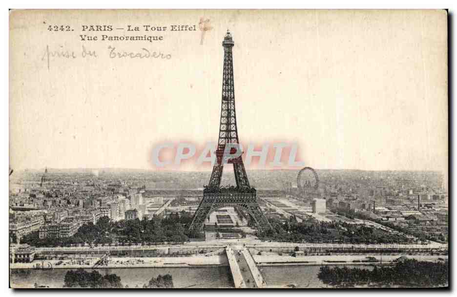 CPA Paris La Tour Eiffel Vue Panoramique Grande Roue 