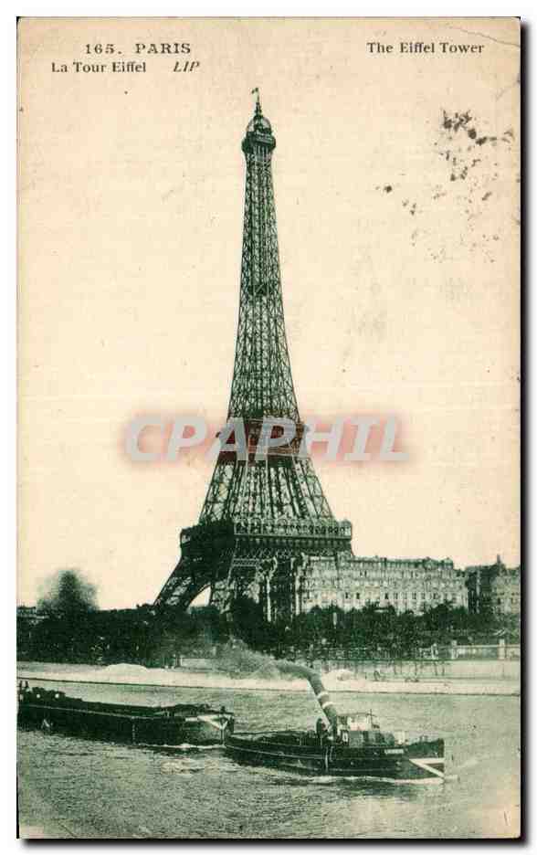 CPA Paris La Tour Eiffel Bateaux Peniches 
