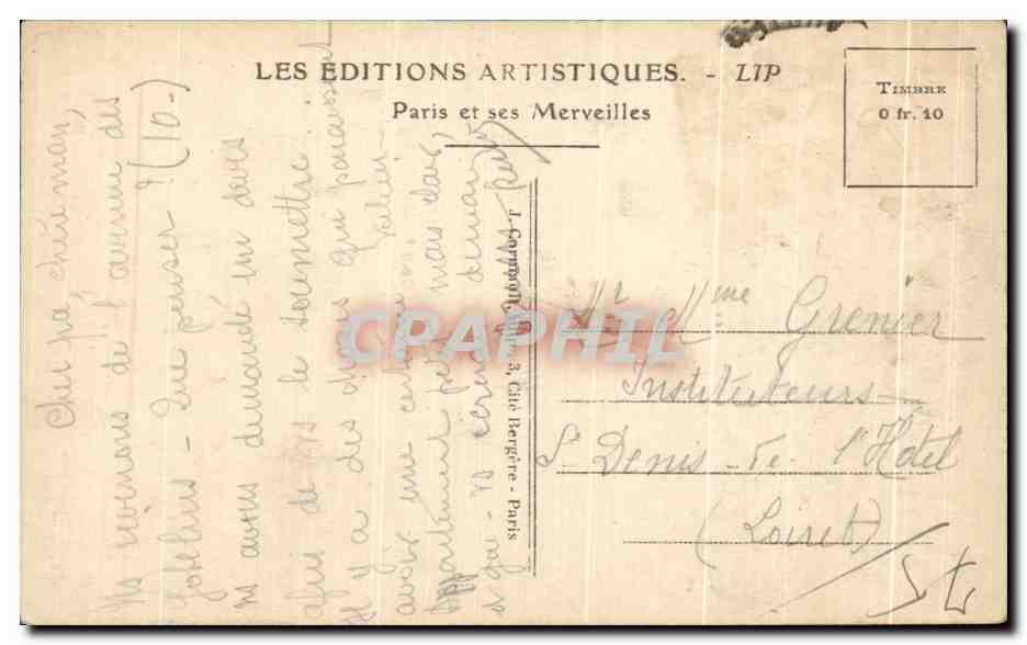 CPA Paris La Tour Eiffel Bateaux Peniches  — Rückseite