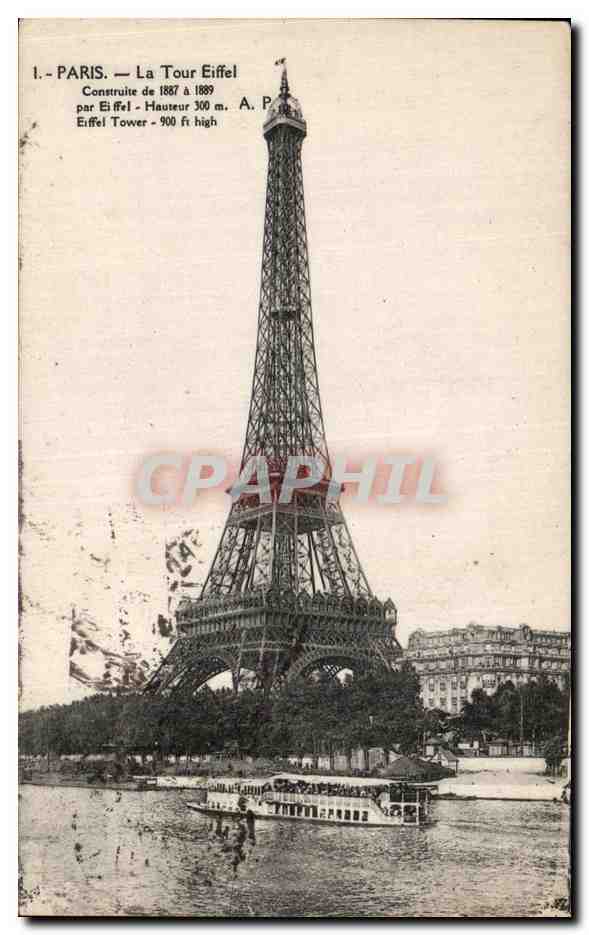 CPA Paris La Tour Eiffel Peniche Bateau