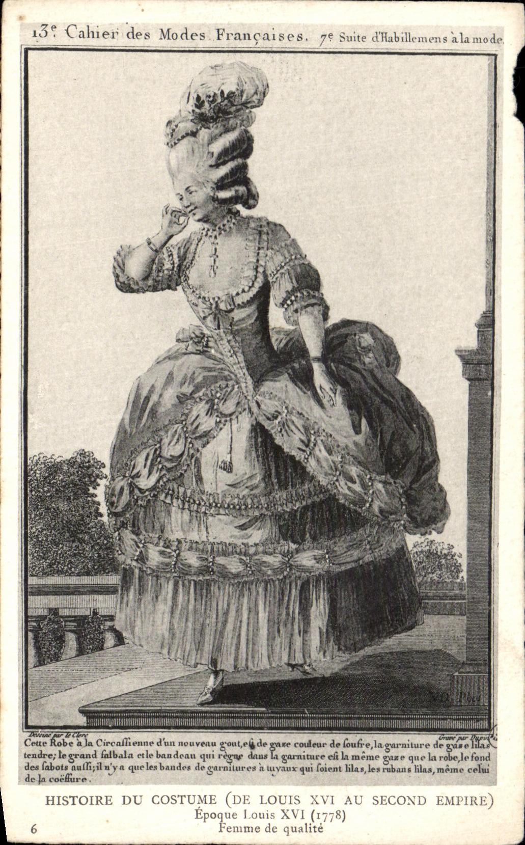 Robe à la Circassienne — Époque Louis XVI (1778) — Cahier des Modes Françaises, 7e Suite d'Habillement à la mode