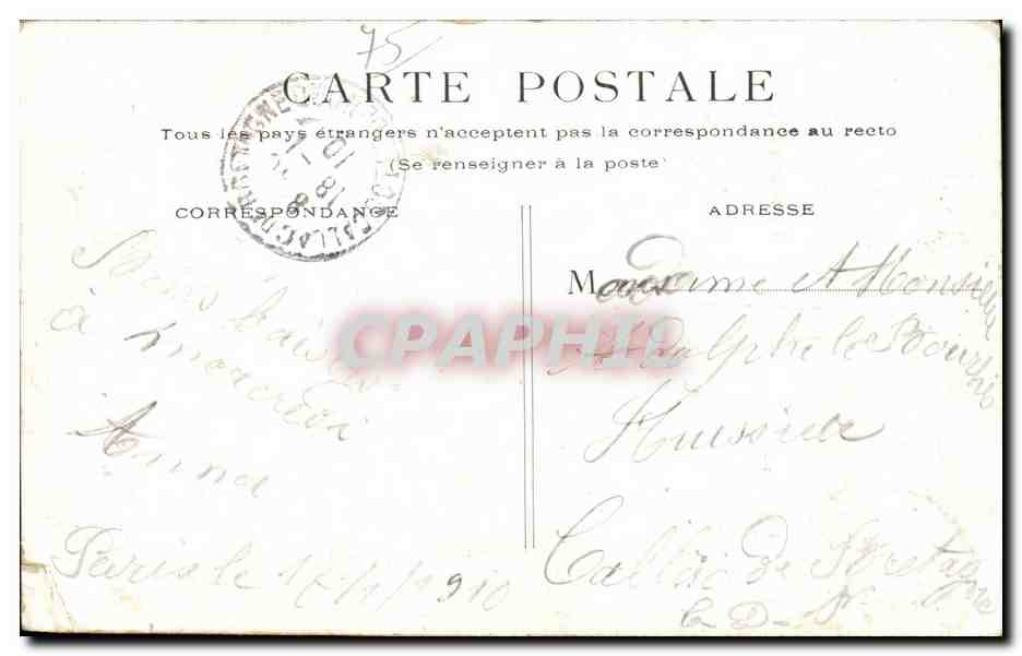 CPA Paris La Tour Eiffel Peniches Bateaux — Rückseite