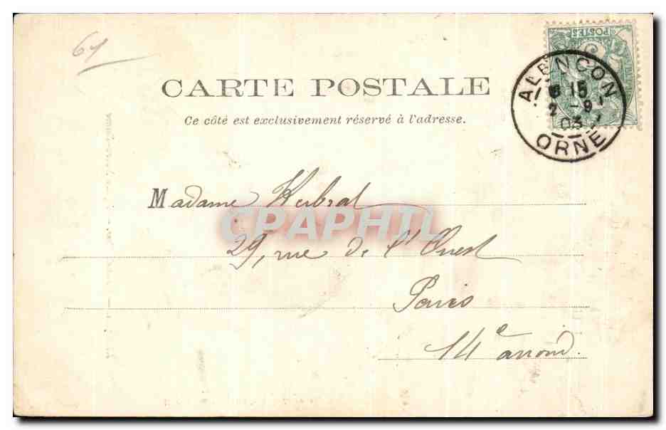 CPA Alencon Grand Rue Eglise Notre Dame — Rückseite