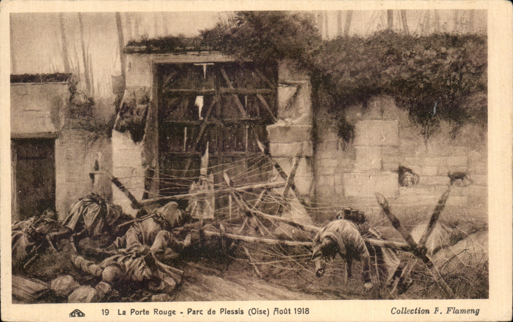 CPA La Porte Rouge Parc de Plessis Aout 1918 Militaria 