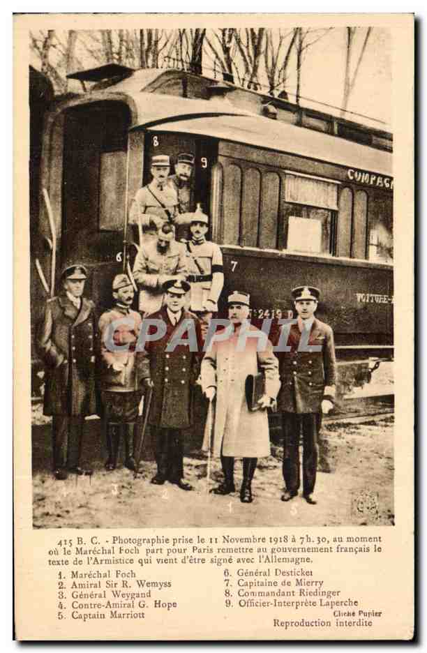CPA Marechal Foch Amiral sir R Wemyss General Weygand Contre Amiral G Hope Captain Marriott Militaria 