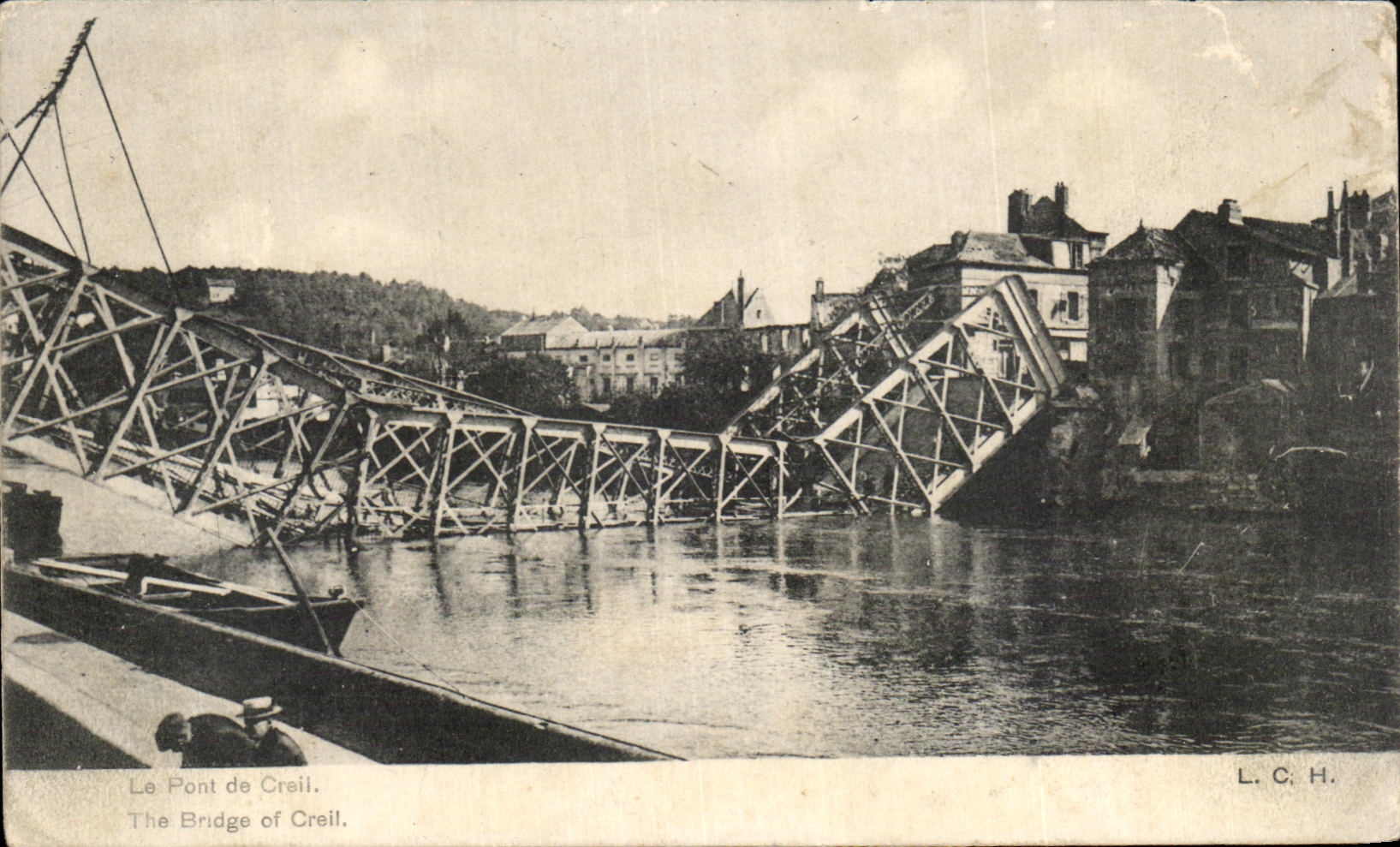 CPA Le pont de Creil Militaria 