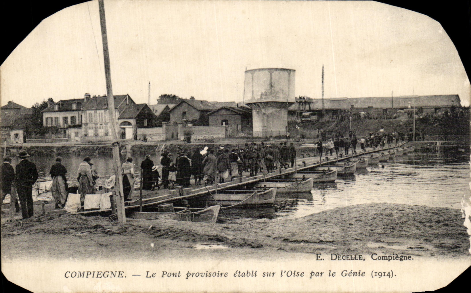 CPA Compiegne Le pont provisoire etabli sur l'oise par le Genie 1914 Militaria 