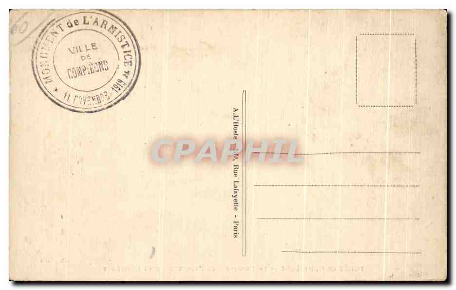CPA Foret de Compiegne Le monument de l'armistice Pres Rethondes Militaria Aigle — Verso