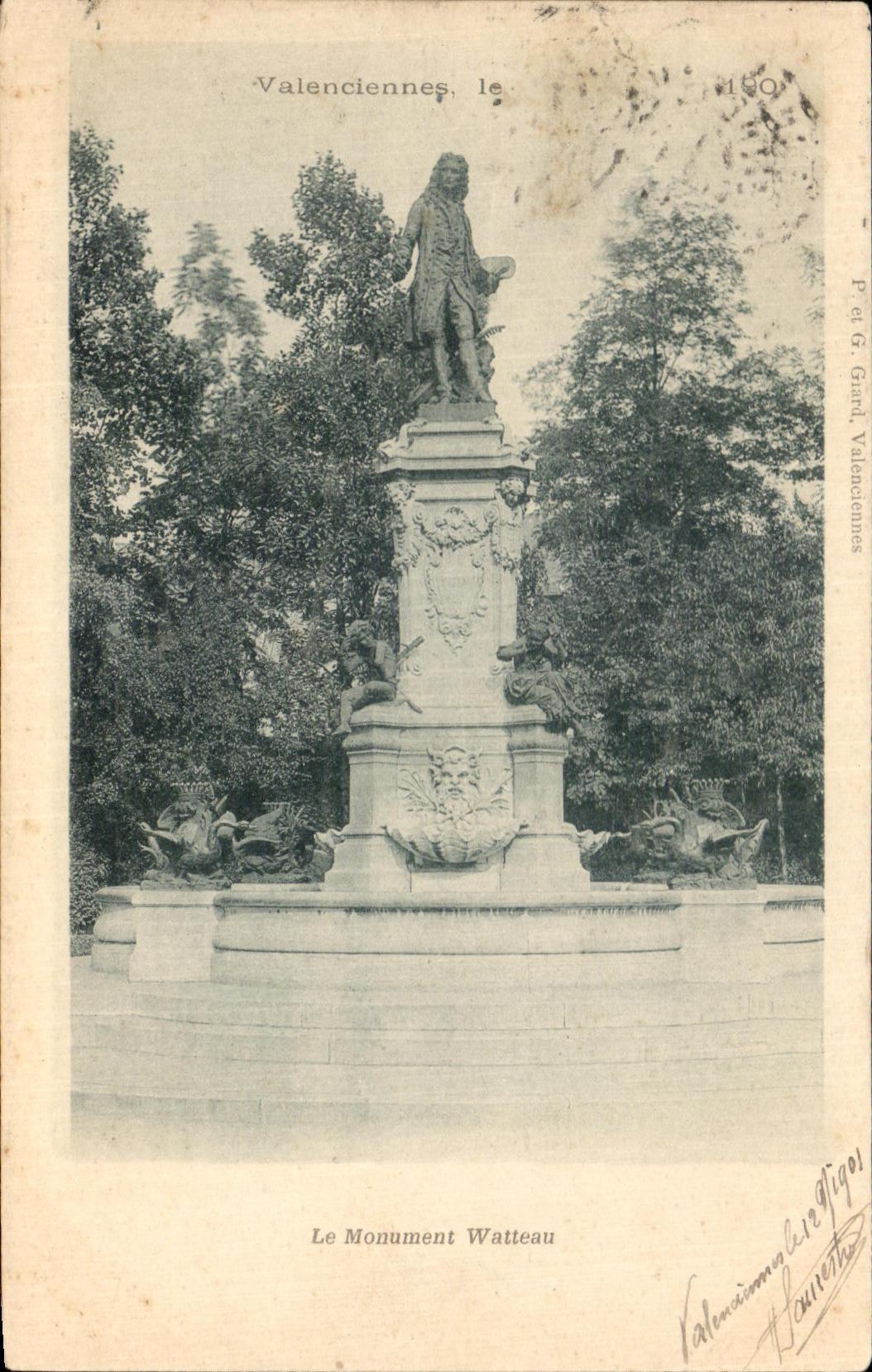 Valenciennes, the Watteau Monument — publisher P. et G. Gard, no. 150