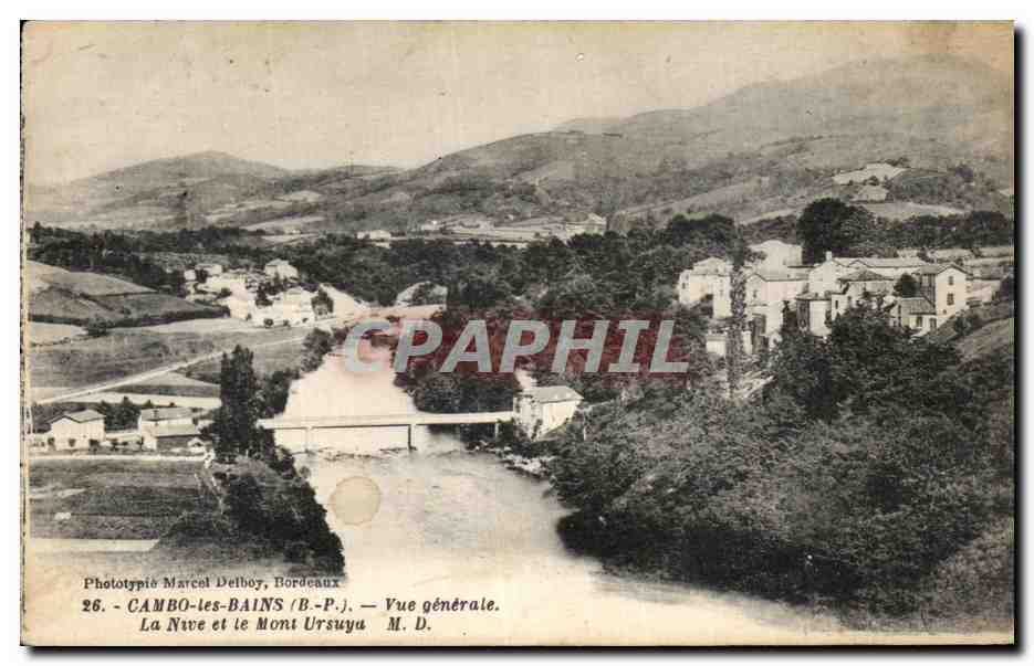 Cambo-les-Bains (B-P.) — Allgemeiner Blick. Die Nive und der Mont Ursuya — Phototypié Marcel Delboy, Bordeaux