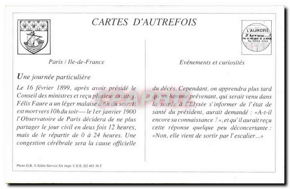REPRO Funerailles de Felix Faure A L'elysee Depart du Cortege La Famille — Rückseite