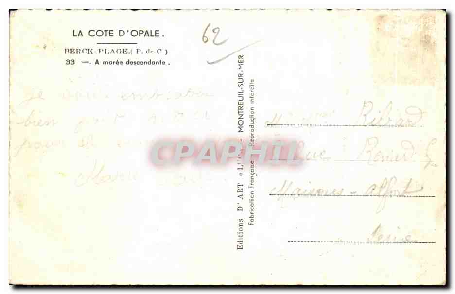 CPA Berck Plage A Maree Descendante Enfants — Rückseite